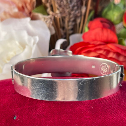 Vintage Sterling Silver Buckle Bangle Victorian Revival Irish 1979 Heavy 33g