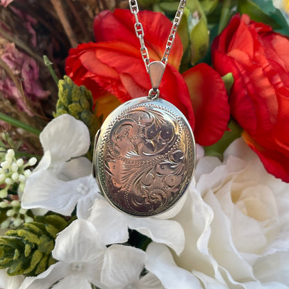 Vintage Sterling Silver Large Filigree Locket 1983