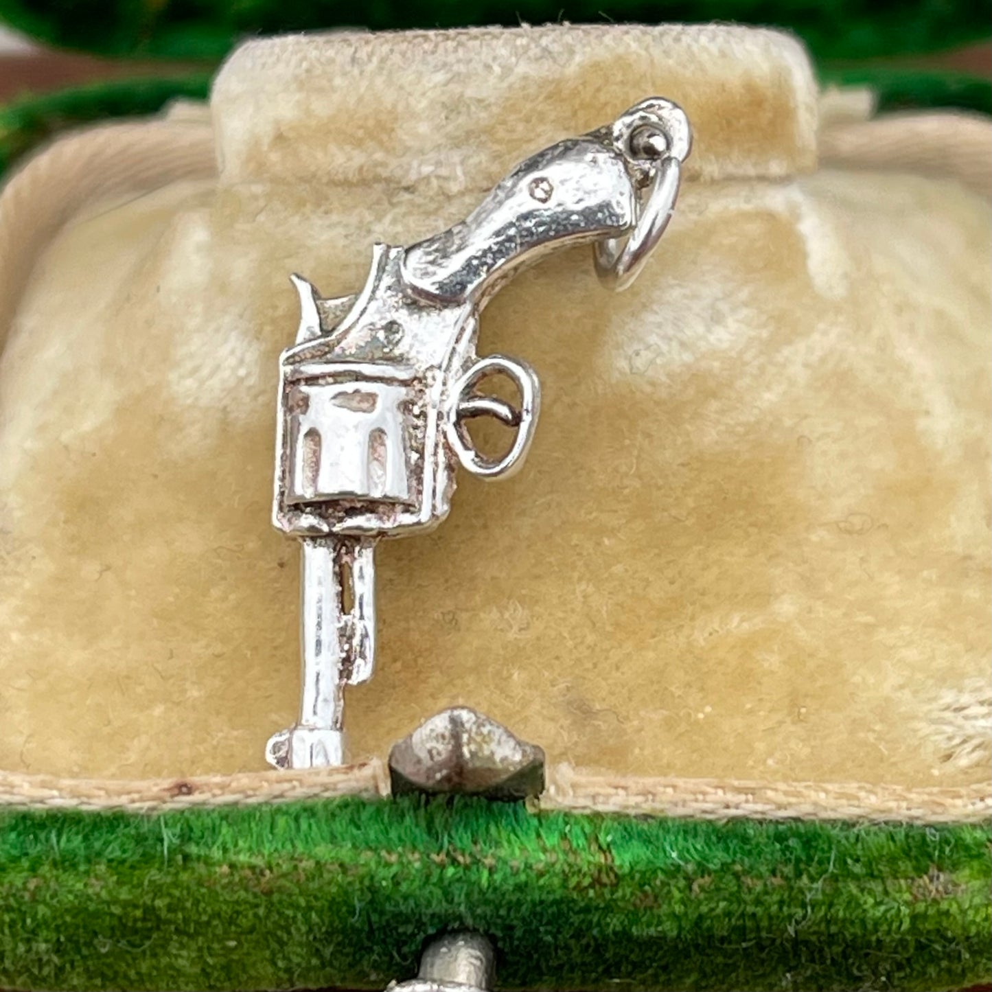 Vintage Sterling Silver Revolver Gun Charm Pendant