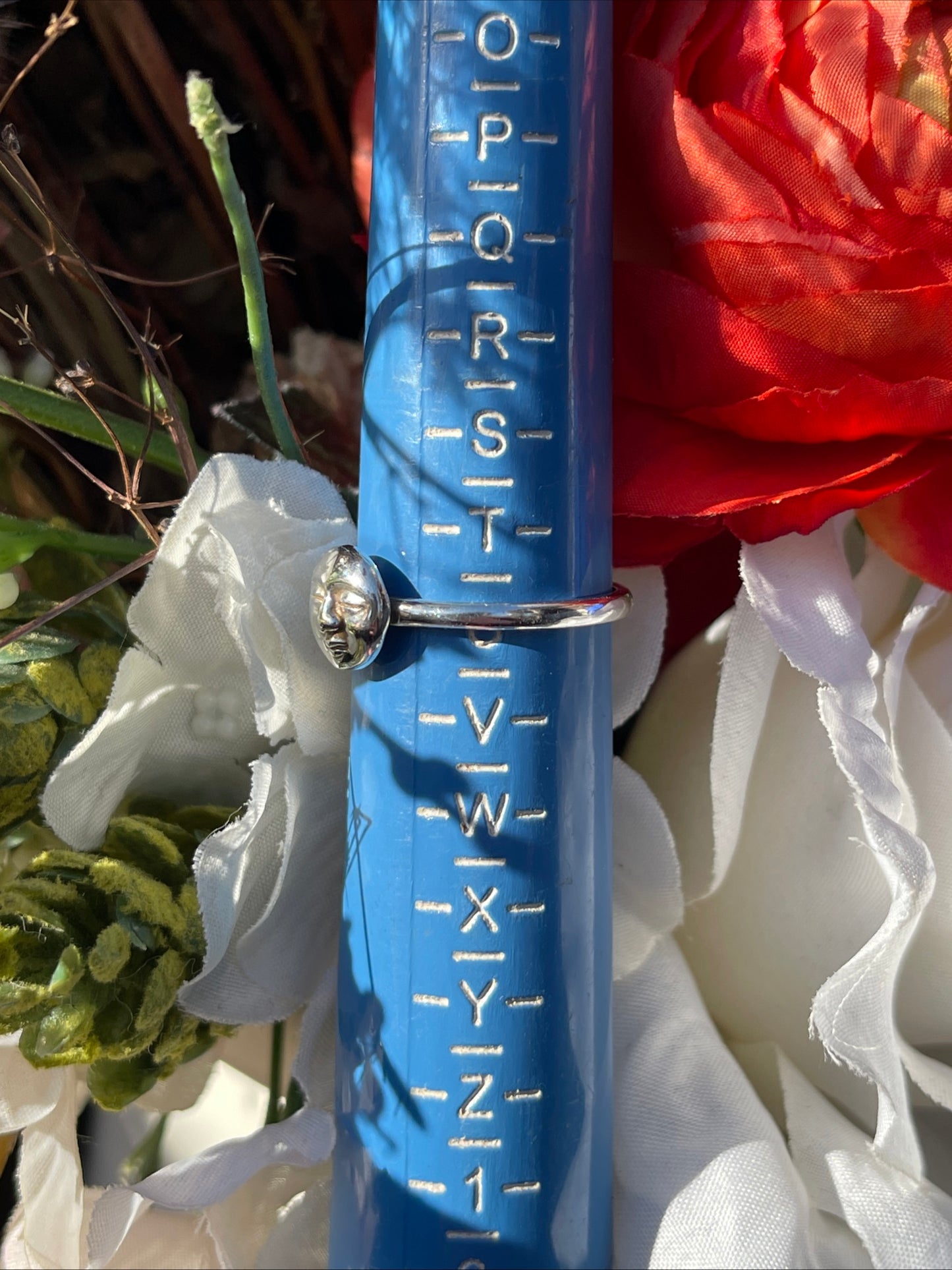 Sterling Silver Moon Face Ring Vintage Victorian Look Celestial Style As above U