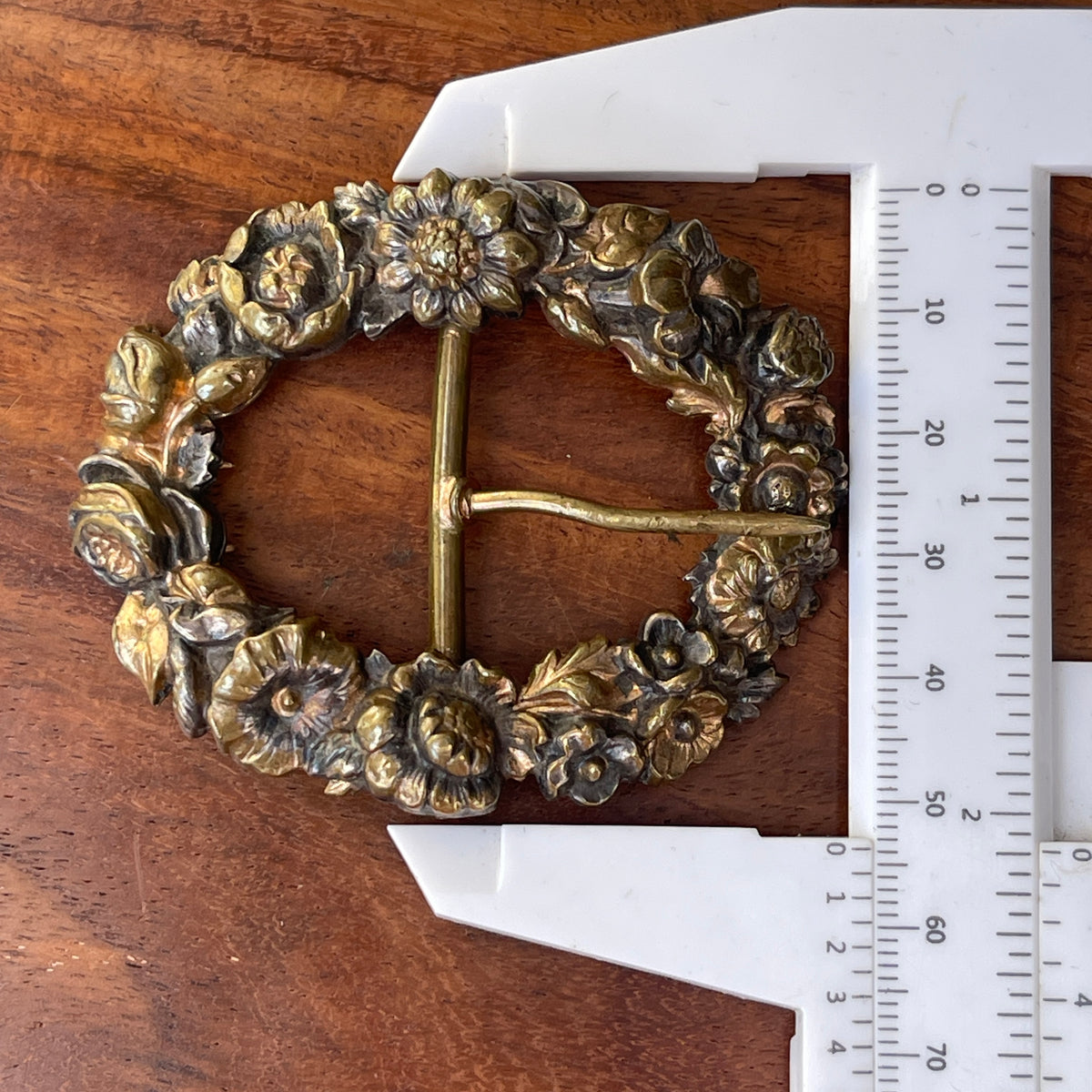 Unreleased: Antique Art Nouveau Aged Brass Floral Buckle