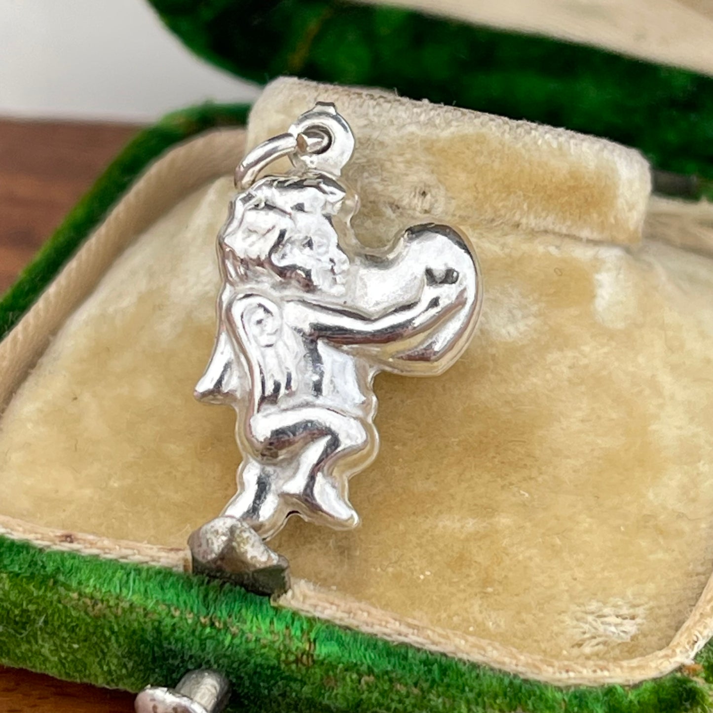 Vintage Sterling Silver Puffy Cherub Heart Charm
