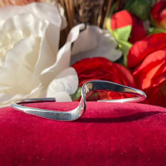 Sterling Silver Modernist Subtle Wave Bracelet Bangle cuff 925 Hallmarked 13g