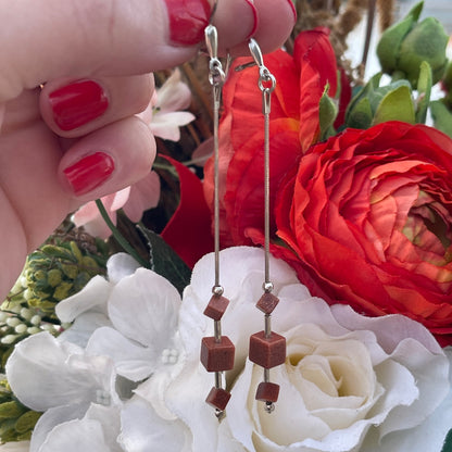 Vintage Sterling Silver XLONG Gold Stone Crystal Earrings 925 Chandelier Threads