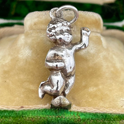 Vintage Sterling Silver Dancing Cherub Charm