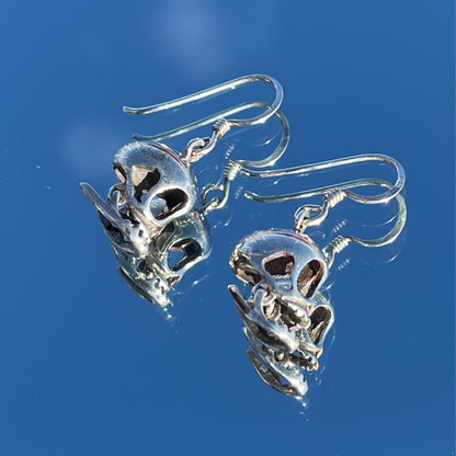 Vintage Silver Articulated Skull Momento Mori earrings