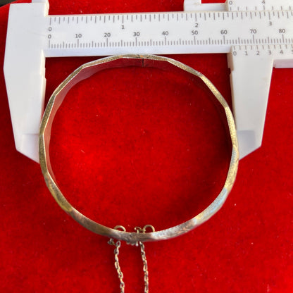 Vintage Sterling Silver Slim Etched Bamboo Bangle Bracelet