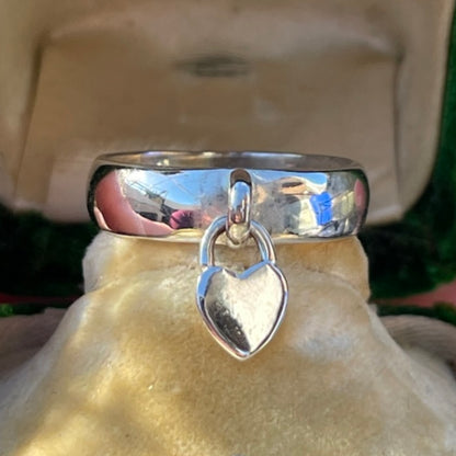 Sterling Silver Chunky Heart Charm Ring O