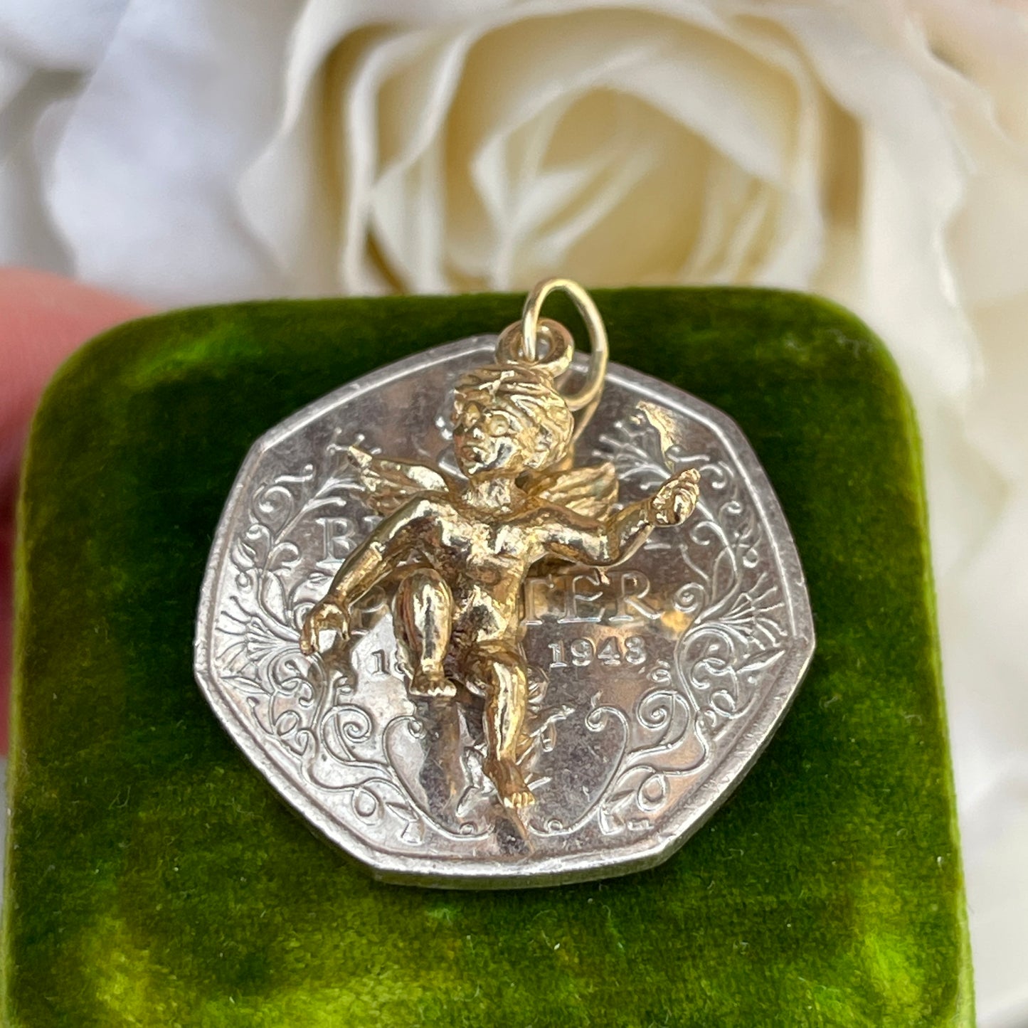 Vintage 9ct Gold Cupid Angel Cherub Pendant Charm Solid Yellow 3.2g