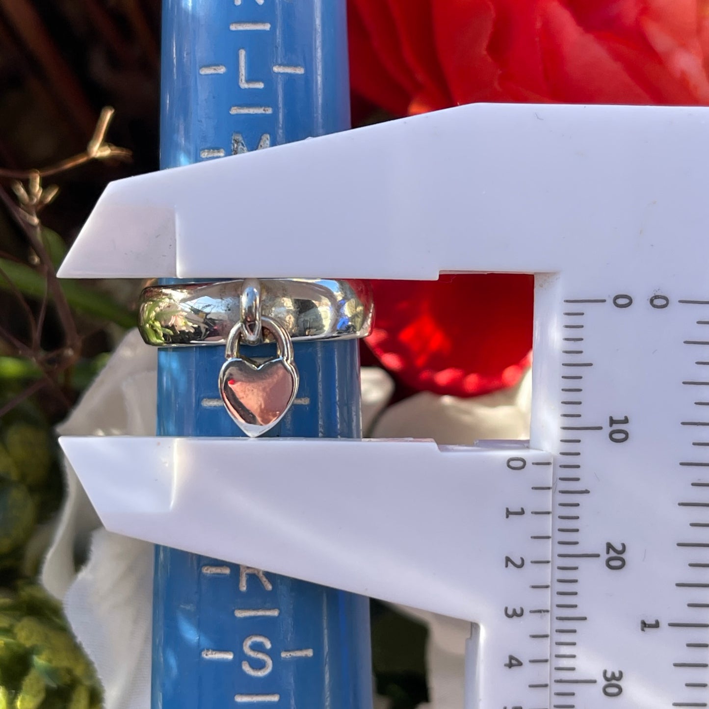 Sterling Silver Chunky Heart Charm Ring O