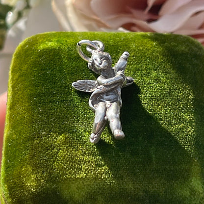 Vintage Italian Silver Angel Cherub Pendant Charm Solid Verrocchio Putti 2.6g