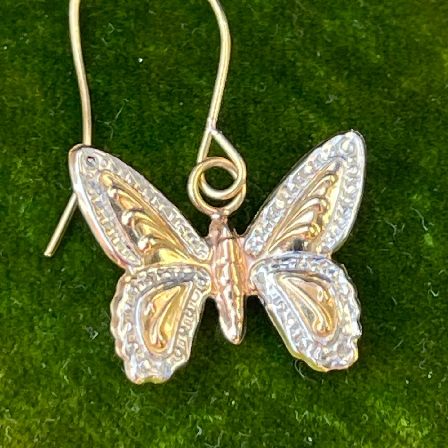 9ct Gold Floating Butterfly Hook Earrings Rose Yellow White Dainty 0.5g