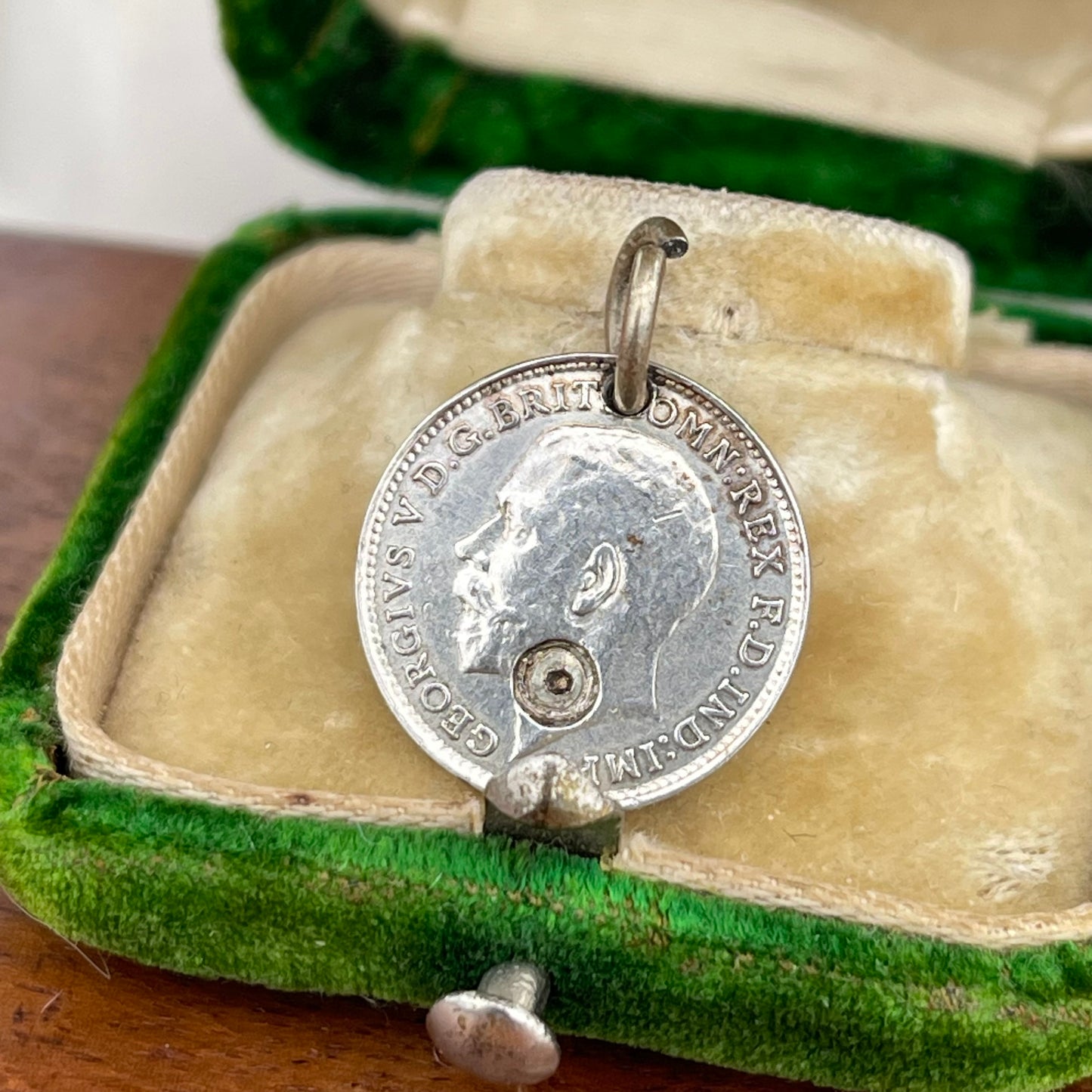 Antique Sterling Silver 1916 Edwardian Coin Charm Three Pence Love Token