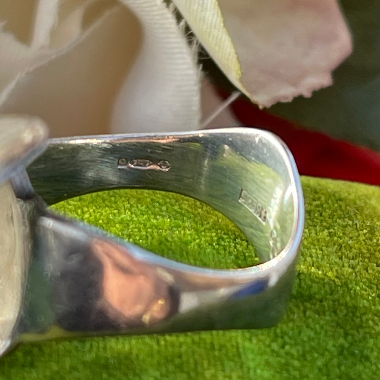 Vintage Sterling Silver Modernist double loop abstract Ring 70s 1974 M 5.1g