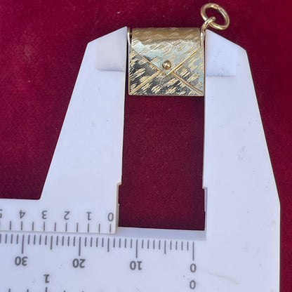 Vintage 9ct Gold Envelope Charm Pendant Letter RARE Antique Revival 3g
