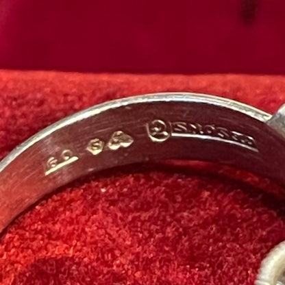 Vintage 60s Swedish Sterling Silver Modernist Loops Etched Sami Ring S 3.2g