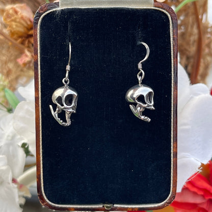 Vintage Silver Articulated Skull Momento Mori earrings