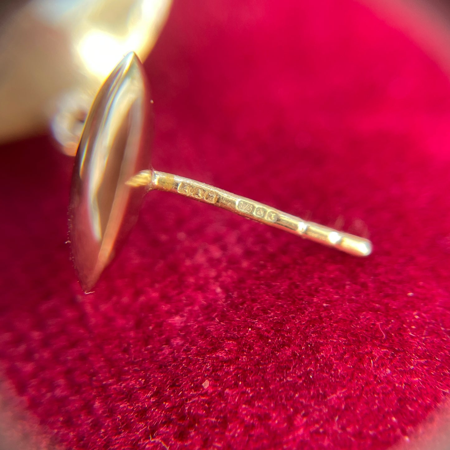 9ct Gold Disc Circular Earrings Post Fit Mirror Finish Modernist 60s Revival 3g