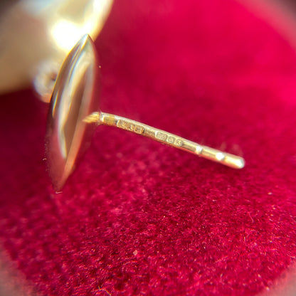 9ct Gold Disc Circular Earrings Post Fit Mirror Finish Modernist 60s Revival 3g