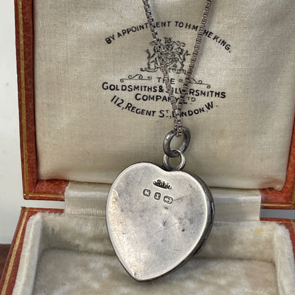 Antique Victorian Sterling Silver Heart Horseshoe Locket 1897