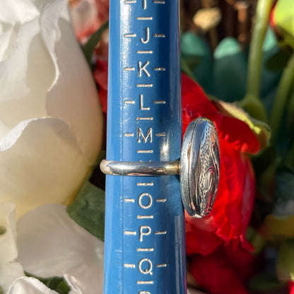 Vintage Sterling Silver Filigree Engraved Locket Ring N