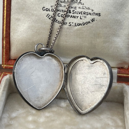 Antique Victorian Sterling Silver Heart Horseshoe Locket 1897