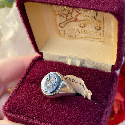 Vintage Sterling Silver Signet Ring Hematite Centurion Antique Inspired 1986 R 1
