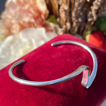 Sterling Silver Modernist Wave Bracelet Bangle cuff 925 Hallmarked TG 11g