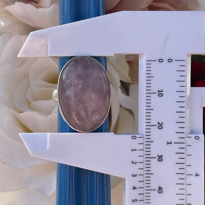 Sterling Silver Large 20ct Rose Quartz Cabochon Ring Statement 925 M 8g