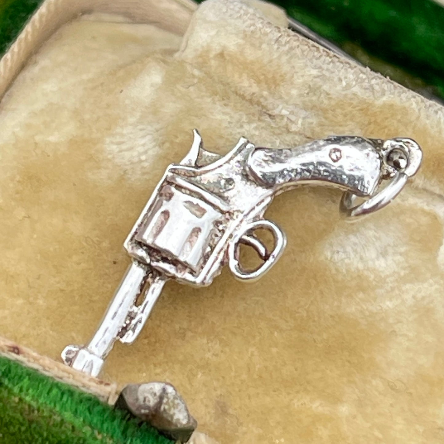 Vintage Sterling Silver Revolver Gun Charm Pendant