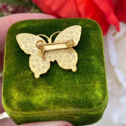 Vintage Gold Plated Cloisonné Butterfly Enamel Brooch