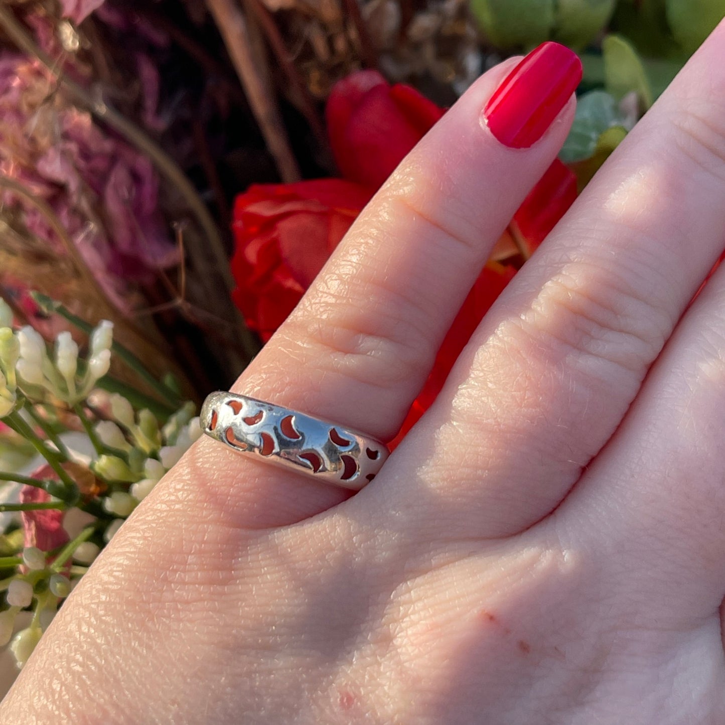 Vintage Sterling Silver Moon Cut Out Ring N
