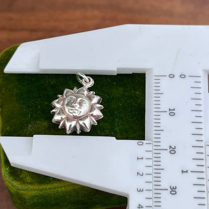 Vintage Sterling Silver Puffy Sun Celestial Charm Pendant