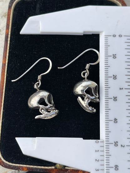 Vintage Silver Articulated Skull Momento Mori earrings