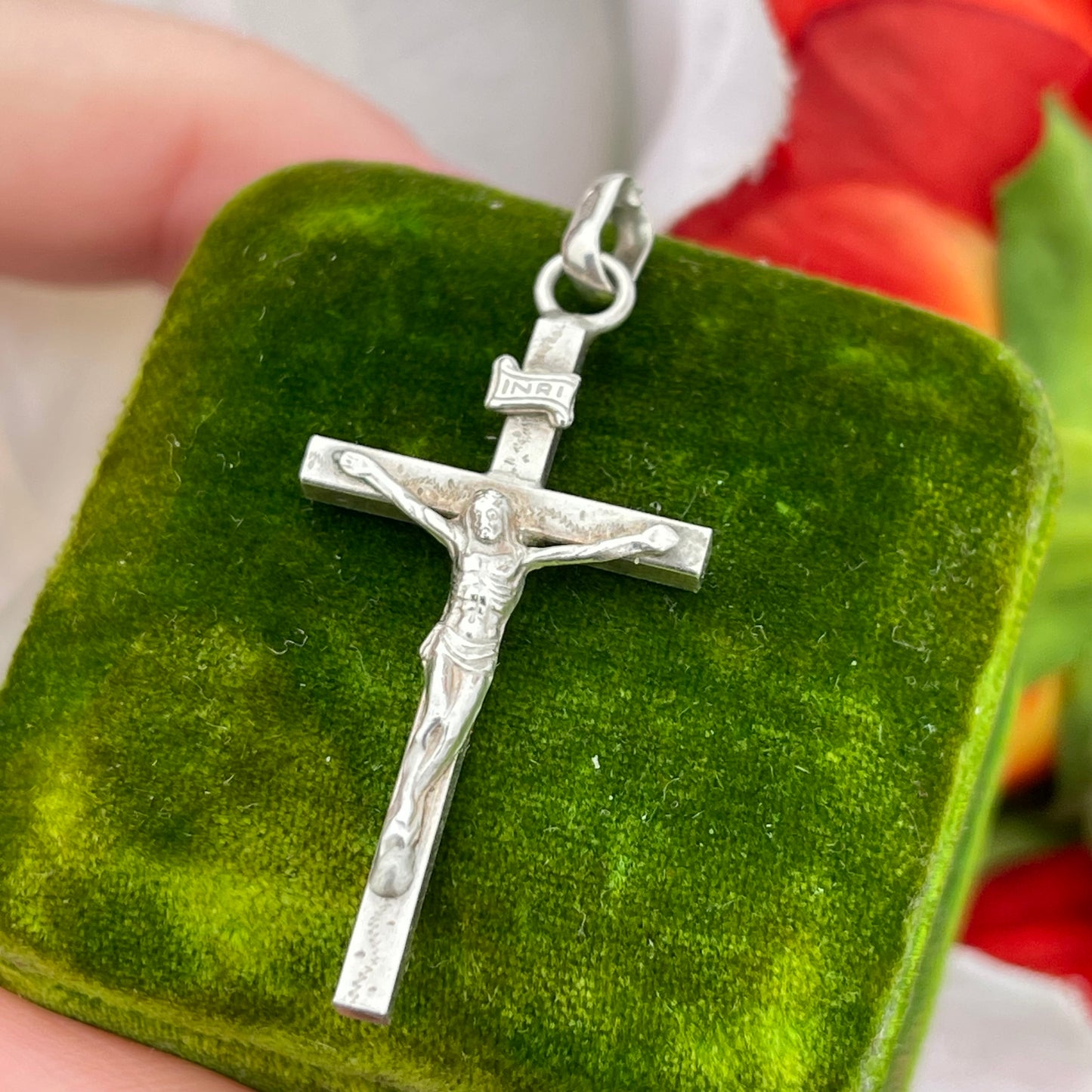 Vintage Sterling Silver Ornate Crucifix Cross Pendant