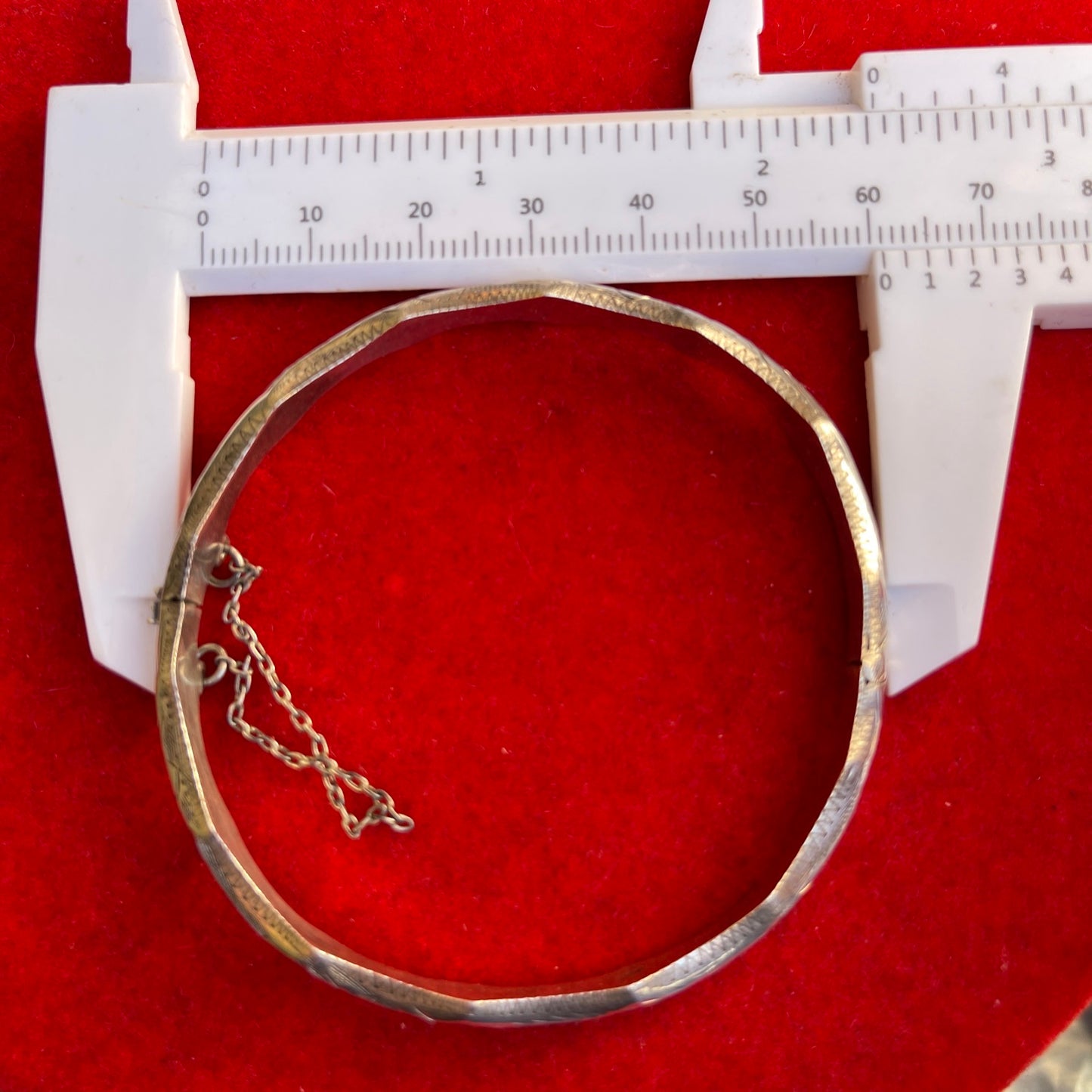 Vintage Sterling Silver Slim Etched Bamboo Bangle Bracelet