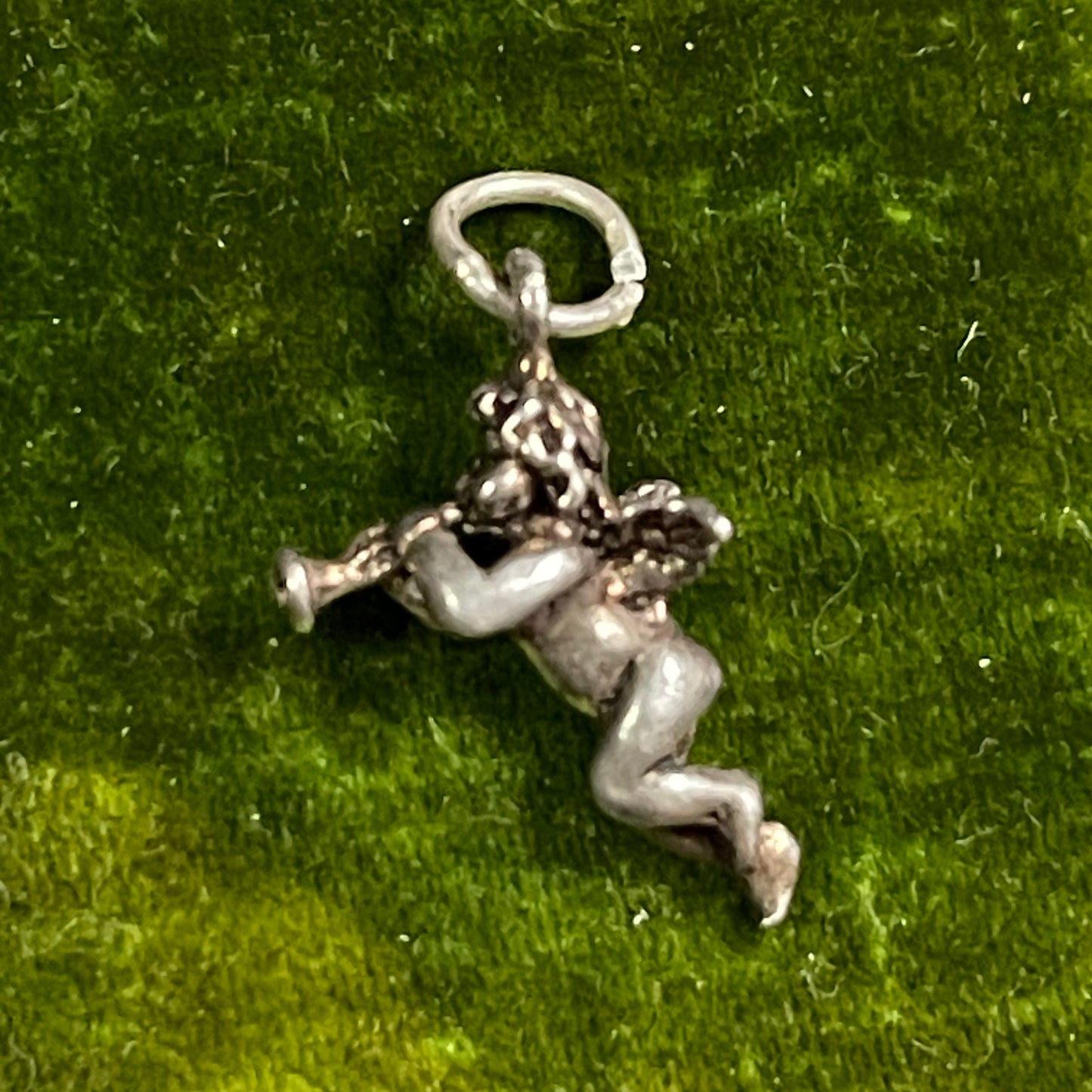 Vintage Sterling Silver Cherub Horn Charm
