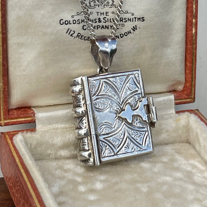 Vintage Sterling Silver Bound Book Locket 15g