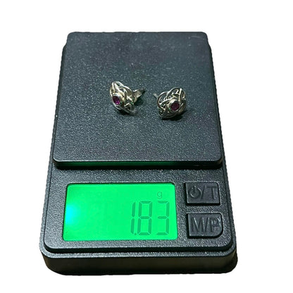 Vintage Sterling Silver Celtic Knot Ruby Stud earrings 1.8g