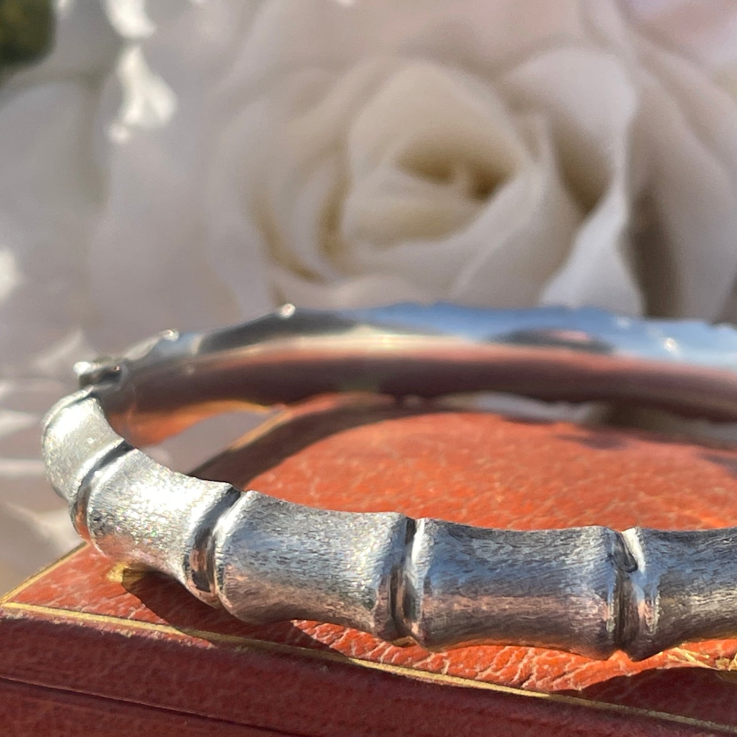 Vintage 1979 Sterling Silver Textured Bamboo Bangle Bracelet 13g
