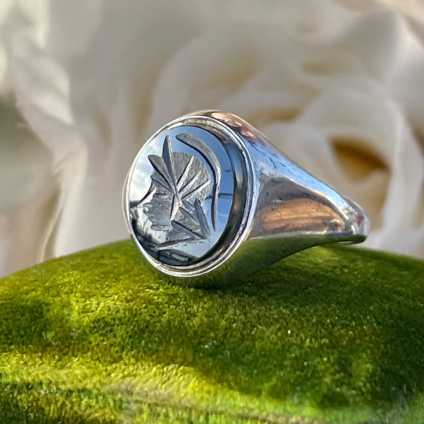 Vintage Sterling Silver Signet Ring Hematite Centurion Antique Inspired 1986 R 1