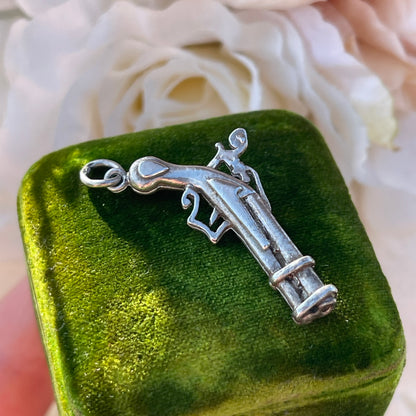 Sterling Silver Vintage Flintlock Pistol Gun Charm 4g