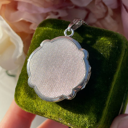Vintage Sterling Silver Rose Starburst Art Nouveau Revival Locket
