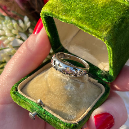 Vintage Sterling Silver Moon Cut Out Ring N