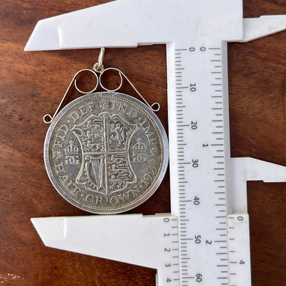 Unreleased: Antique 1929 Silver Large Half Crown Coin Pendant