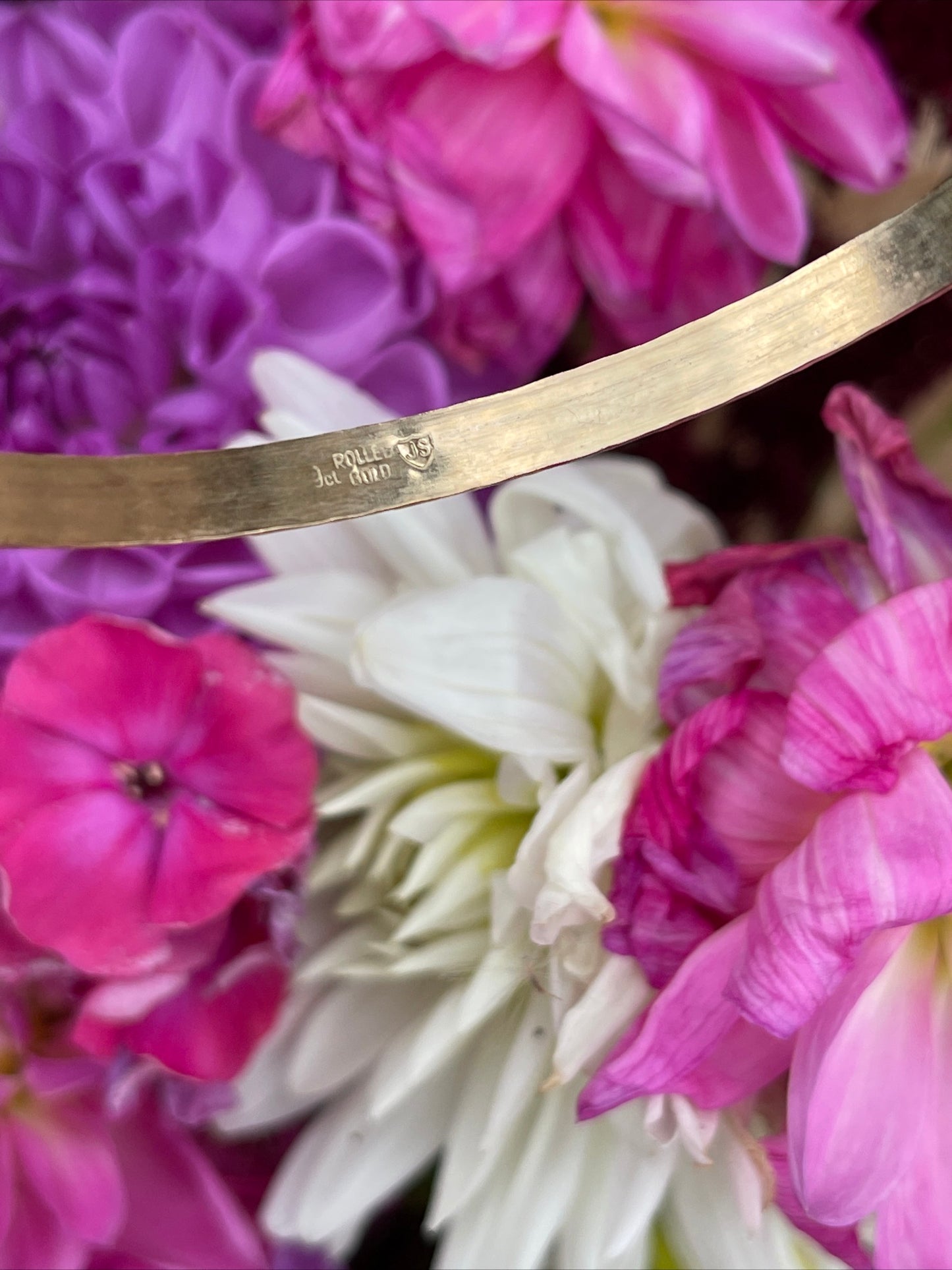 Vintage Rolled Gold Stars Moons Etched Bangle Bracelet