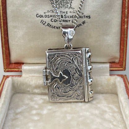 Vintage Sterling Silver Bound Book Locket 15g