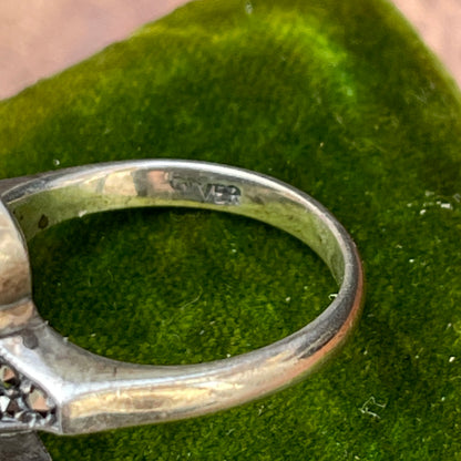 Unreleased: Art Deco Sterling Silver Marcasite Twist Fan Ring M