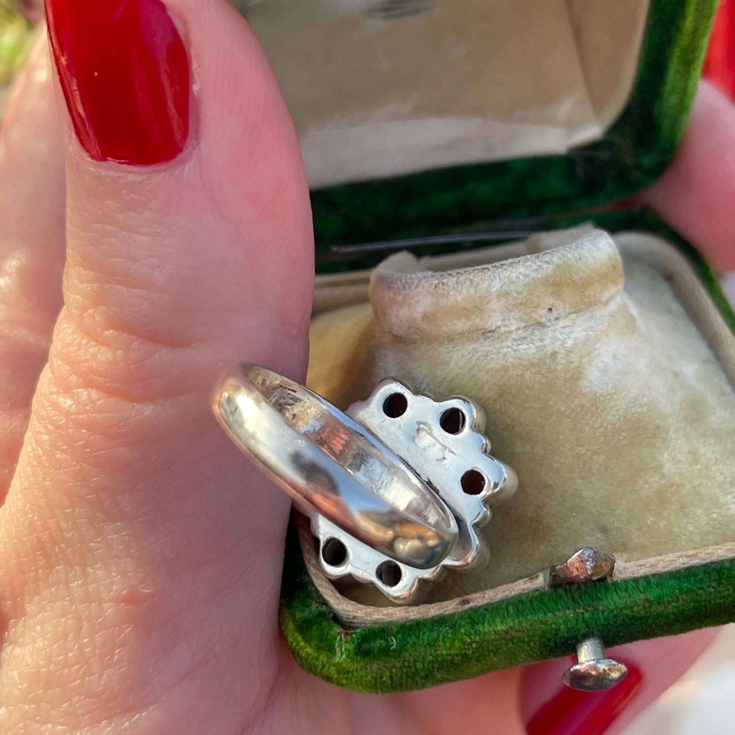 Vintage Sterling Silver Garnet And Citrine Flower Ring Indian P