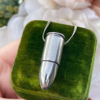 Unreleased: Vintage Sterling Silver Bullet Pendant Necklace